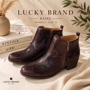 Lucky Brand western festival Basel Snake Print Ankle Boots Sz 13